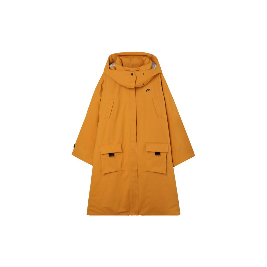Nike Casual Logo Solid Long Hooded Cotton Coat Women Coats Light-Curry-Yellow DD4659-738