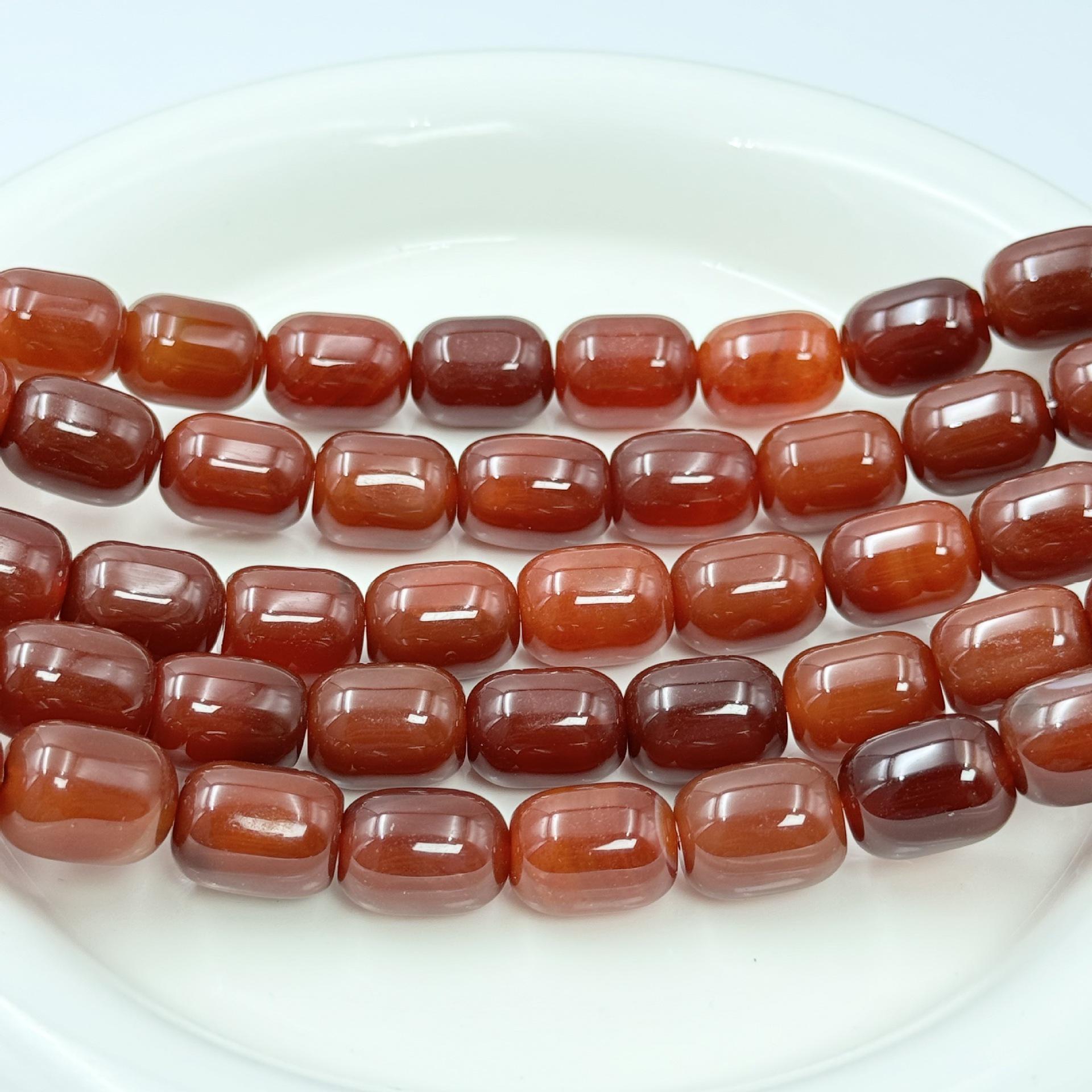Brown-Red Striped Wire-Wrapped Agate Drum Beads for DIY Jewelry 10x14MM (Approx. 28 Beads per Strand)