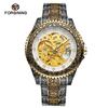 Transparent Leather Band Automatic Mechanical Skeleton Watch for Men Custom Logo