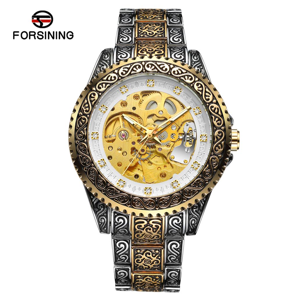 Transparent Leather Band Automatic Mechanical Skeleton Watch for Men Custom Logo