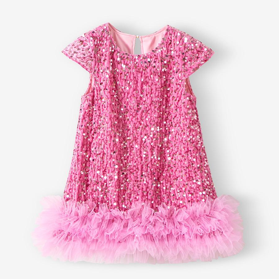 Baby Girl's Fluffy Sequin Bow Vest Dress - Korean Style Spring Party Princess Outfit