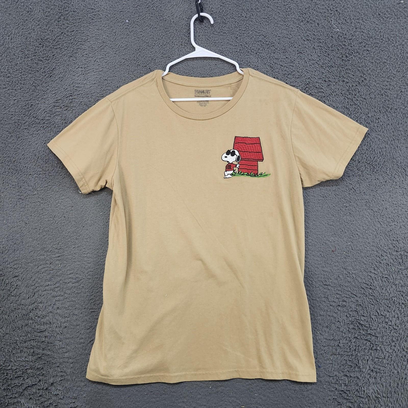 Peanuts Snoopy Shirt Mens XL Tan Be Cool Doghouse Graphic Tee Back Cartoon Unisex T-Shirt XXL
