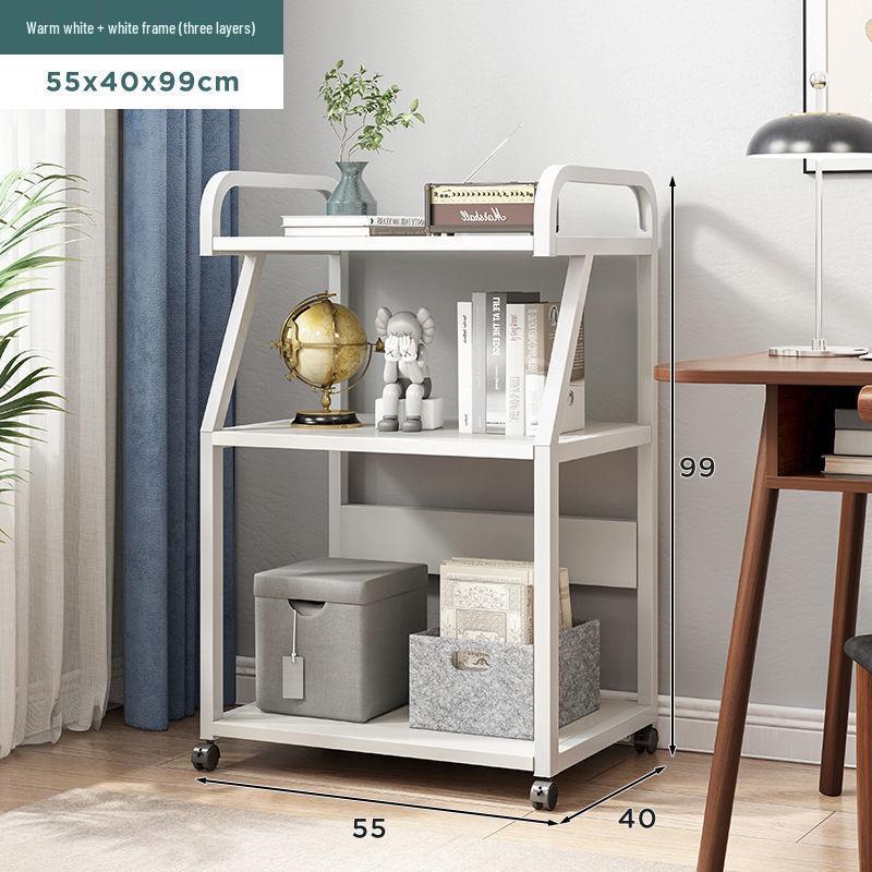 Multi-Layer Floor-Standing Adjustable Storage Rack with Trash Can Holder for Kitchen Use
