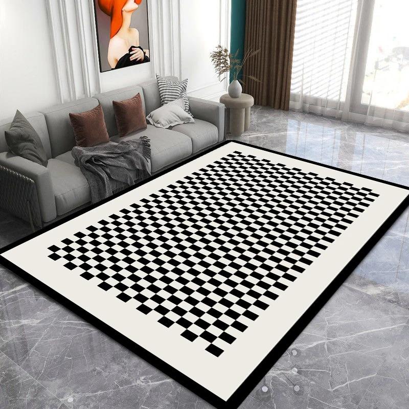 Nordic Black White Jagged Pattern Carpets for Living Room Soft Washable Non-slip Large Area Rugs for Bedroom Decoration Home Mat