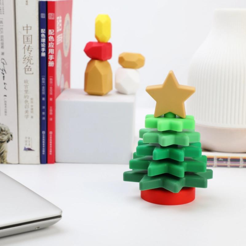 Christmas Tree Silicone Baby Sensory Toy 6-12 Months Toddler Montessori Preschool Learning Stacking Travel Toys, Gifts for Kids