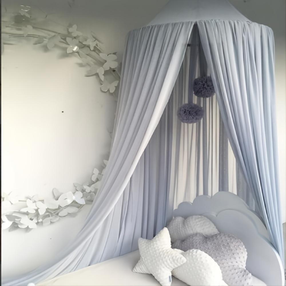 New Children's Solid Color Dreamy Hanging Mosquito Net Tent Summer Baby Chiffon Lightweight Breathable Bed Curtain