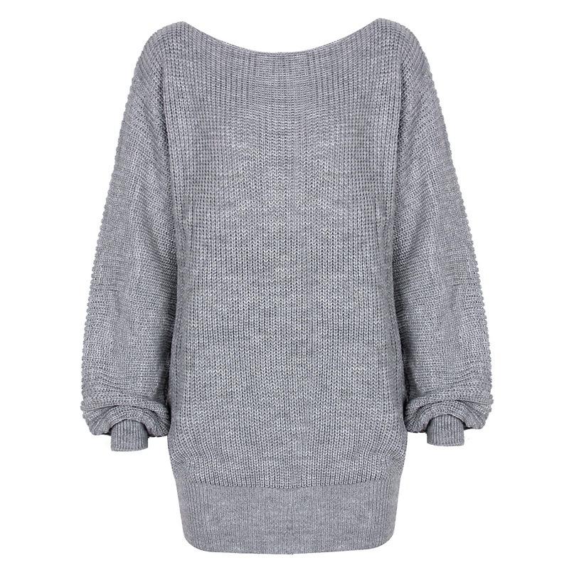 Women's Knit Off-Shoulder Lantern Sleeve Sweater Dress - Autumn/Winter 2025 Collection