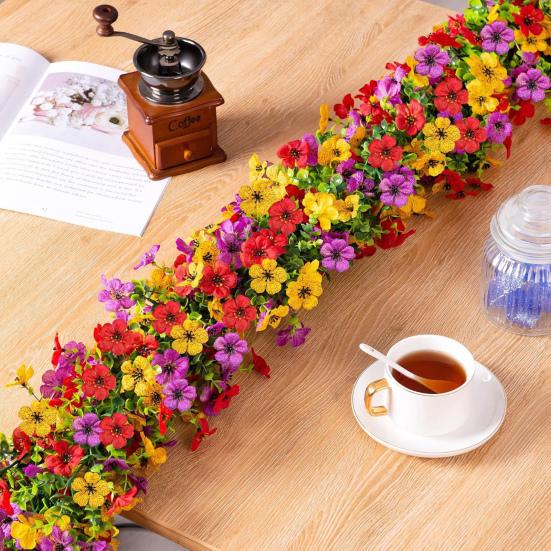 180CM Artificial Violet Flower Garland UV Resistant Realistic Fall Faux Flower Rattan Vine Wedding Party Hanging Simulation Bloom Decoration