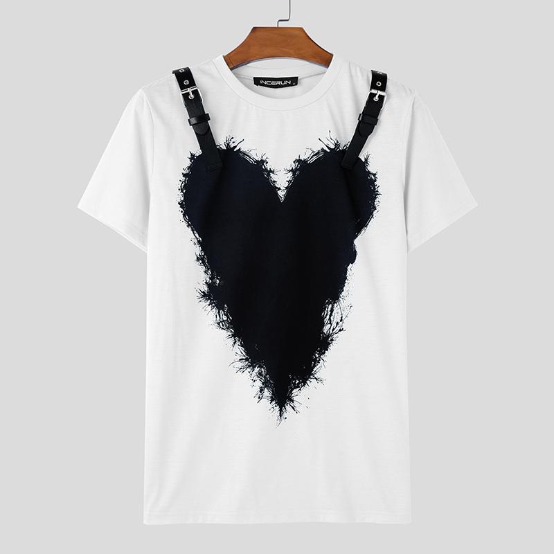 

INCERUN Мужские летние повседневные футболки с круглым вырезом и коротким рукавом с принтом M белый