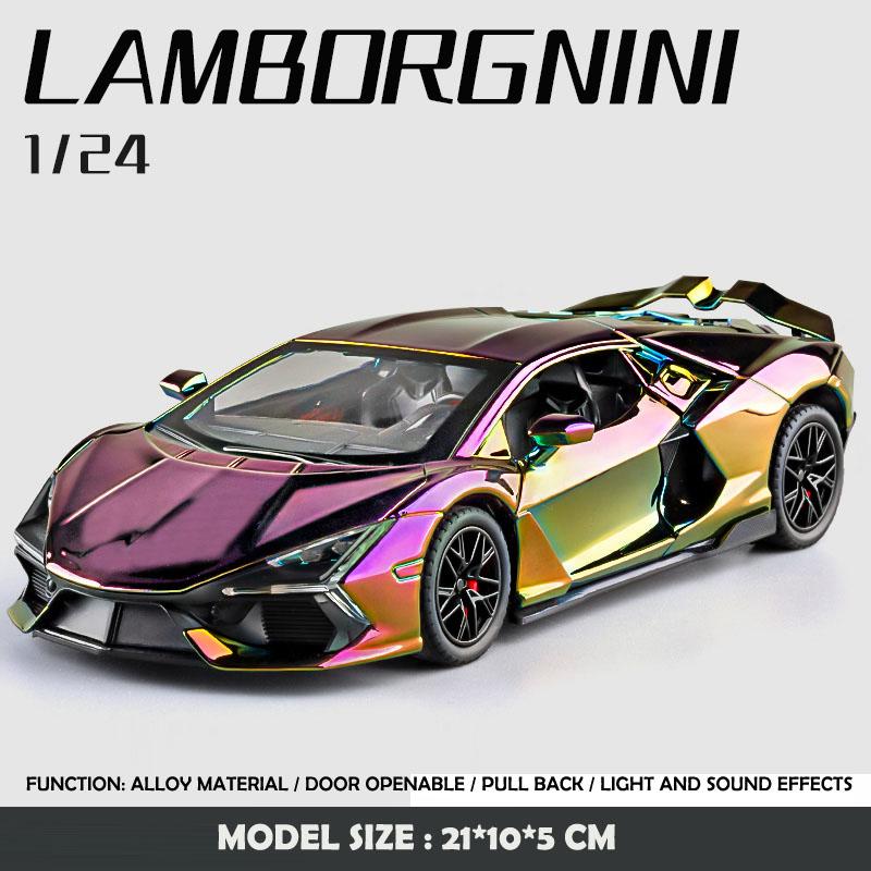 Simulation 1/24 Lamborghini Revuelto Super Car Model with Sound Light Children Boy Birthday Gift Miniature Voiture Home Decor