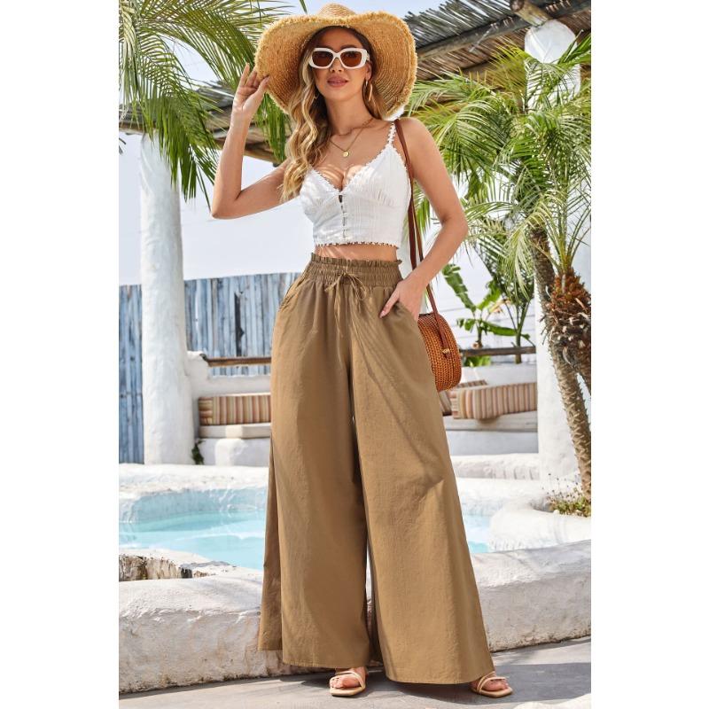 Summer Women's High Waisted Loose Bohemian Wide Leg Pants