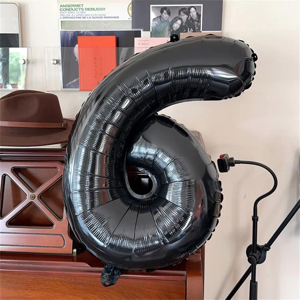 1pc INS 32inch Black Large Number Foil Balloons Figure Helium Balloon Birthday decals Photo props Birthday Party Decorations