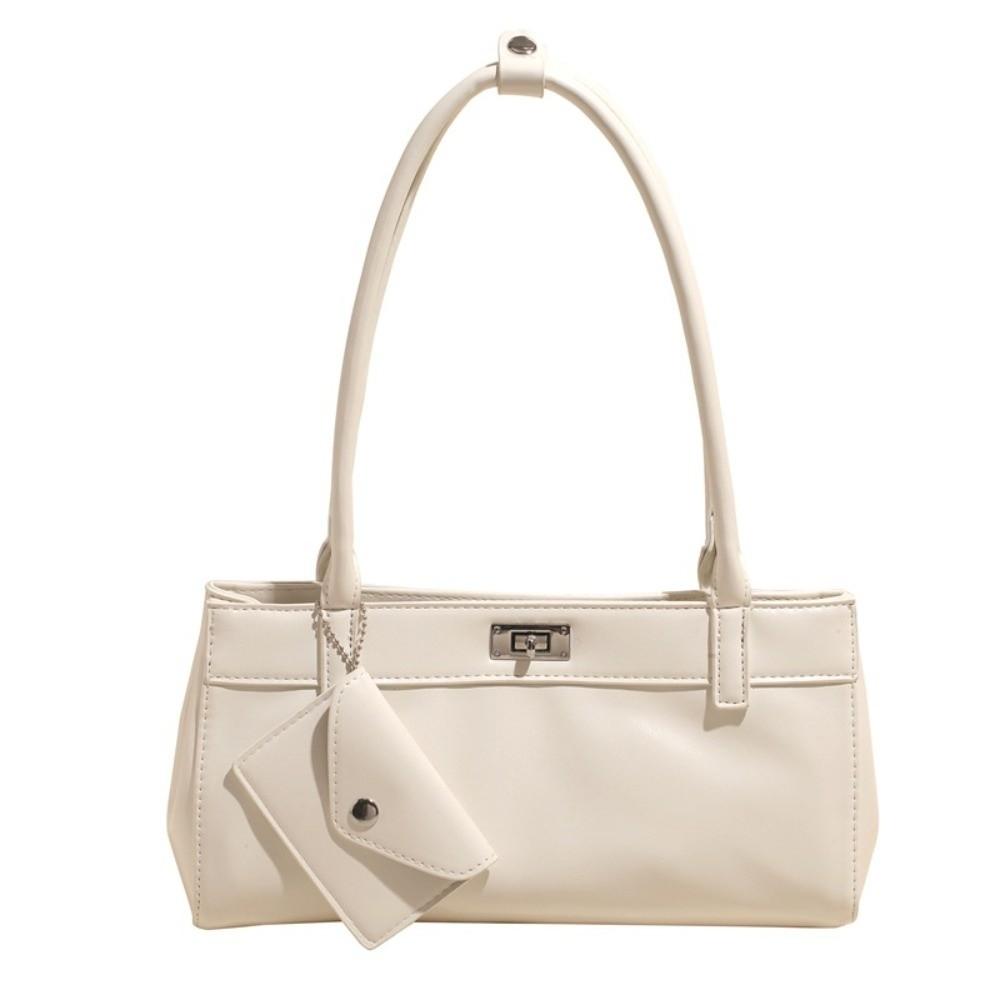 

Y2K PU Shoulder Bag Sweet Texture Underarm Bags Portable French Stick Handbag Travel белый