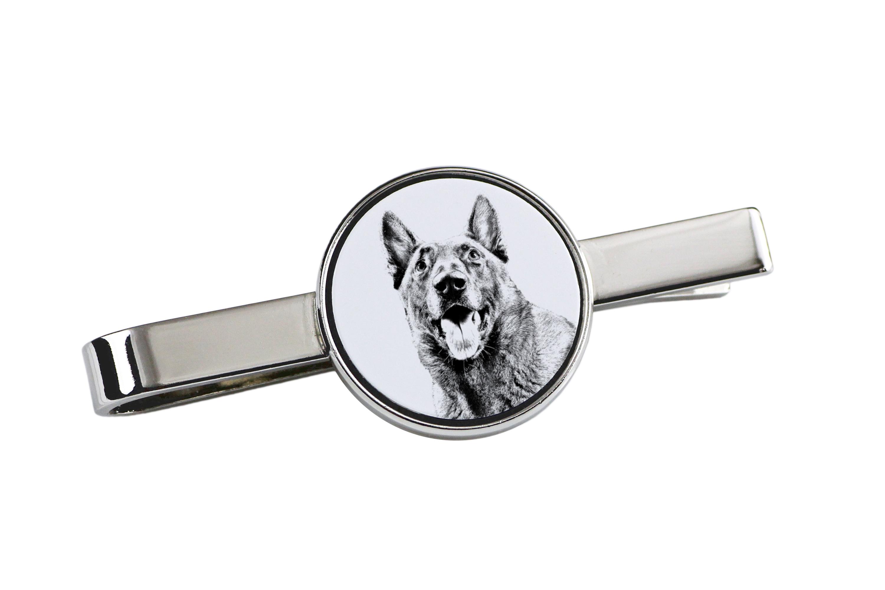 

Malinois Belgian Shepherd Dog - tie clip with a dog, personalized tie clip, a unique gift for a man from the Art-Dog brand срібний