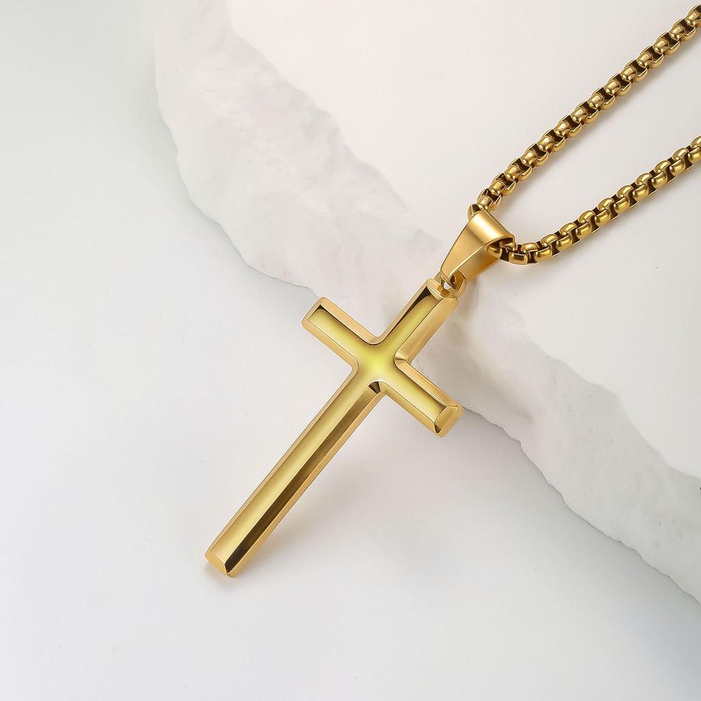 Collier Homme Spiritual Male Minimalism Stainless Steel Necklace Man's Jesus Cross Necklace for Man Collar Hombre
