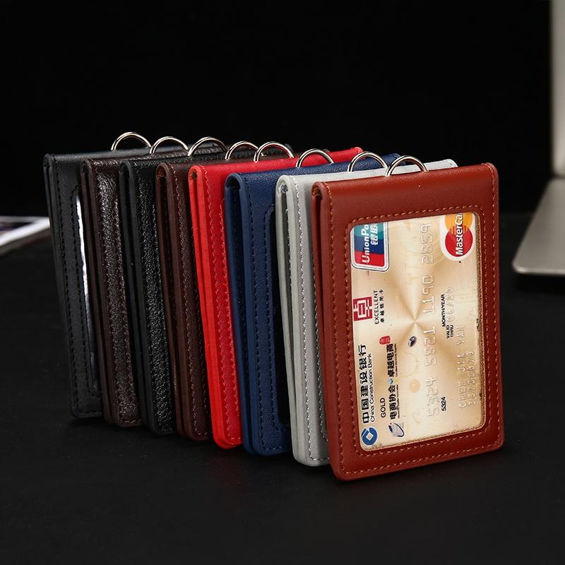 Genuine Leather ID Holder Keychain Wallet Neck Lanyards with Swivel Hook for Card Business Card Badge Card Bus Card Access Card ID Card