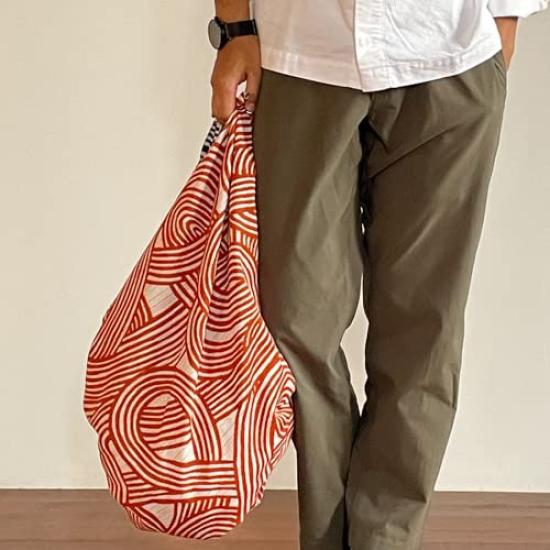 Musubi Furoshiki Large 105cm Isa Musubi Made in (Wrapping Cloth), Size, Approx. (3 widths), Double-Sided, Pattern, (Knot), Indigo/Orange, Japan,