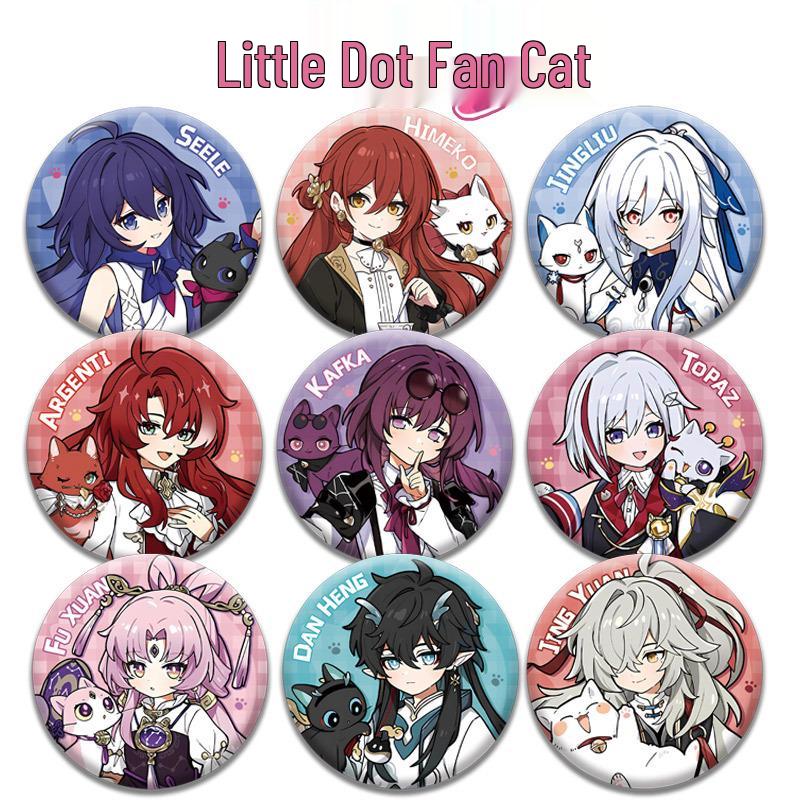 Honkai: Star Rail Cat Series Badges - March 7th, Himeko, Dan Heng Merchandise
