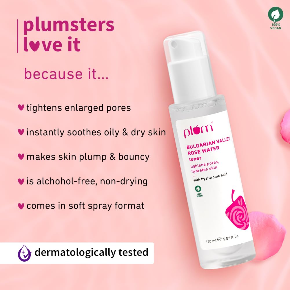 Plum Bulgarian Valley Rose Water Face Toner 150ml Hydrating Pores Tightening Alcohol-Free