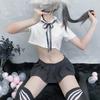 Internet Celebrity Sexy Underwear Pure Desire Senior Sister White Shirt Strap Bow Jk Uniform Pleated Short Skirt Sexy Clothes