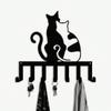 Modern Cat Silhouette Key Holder 7 Hook Wall Mounted Iron Organizer Space Saving Entryway Bedroom Gift for Cat Lovers