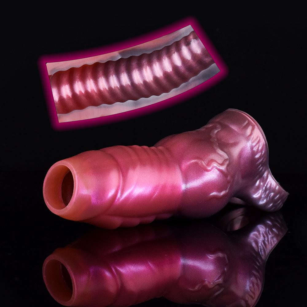 Silicone Penis Sleeve Condom Extender Soft Realistic Dildo Adult Sex Toy for Men Women Pegging Strap On