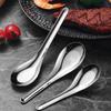 Easy to Clean Spoon Stainless Steel Soup Spoons Mirror Polished Long Handle Dinner Spoons for Bouillon Dessert Cereal Thai Miso