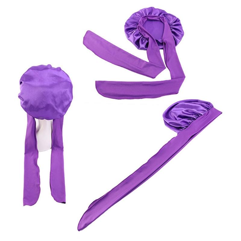 Sleep Cap Satin Bonnet Night for Head Cover Wide Elastic Band Sleeping Soft Adjustable Ribbon Strap Hair Turbans for Wom