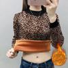 Plus Velvet Pullover Warm Gold Velvet Female Letters Thickened Autumn and Winter Large Size Long-sleeved Half-high Collar Bottoming Shirt