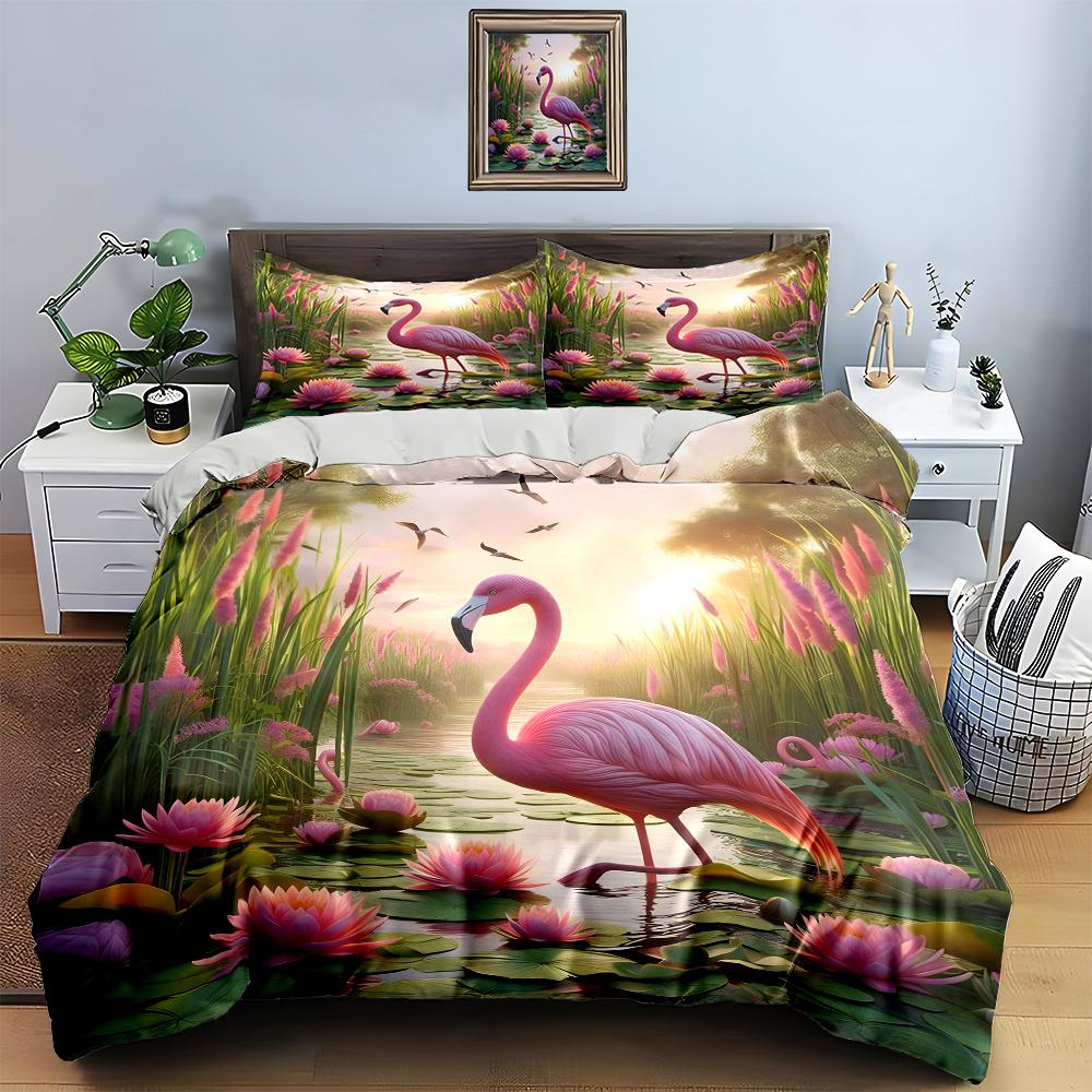 Flamingo Water Scenery. Bedding Duvet Cover Sets Duvet Covers Pillowcases Gifts (1 * Duvet Cover 2 * Pillowcases, Without Duvet Insert)