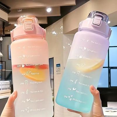 Portable Water Bottle 2 Liters Capacity Sports Water Bottle Leak Proof Colorful Plastic Cup Drinking Outdoor Travel Gym Jugs