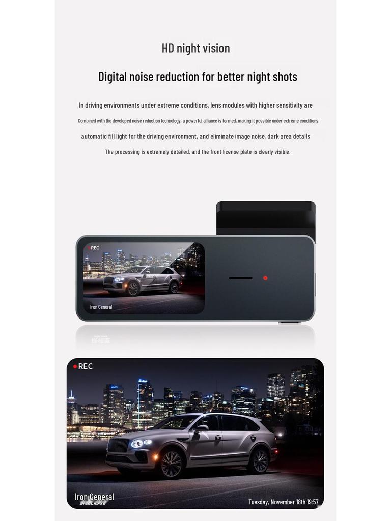 Iron General Dashcam 2025: No-Wiring 4K Panoramic HD Night Vision, Dual Front and Rear Recording