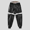 INCERUN Men Elastic Waist Adjustable Cutout Glitter Long Pants Cargo Trousers