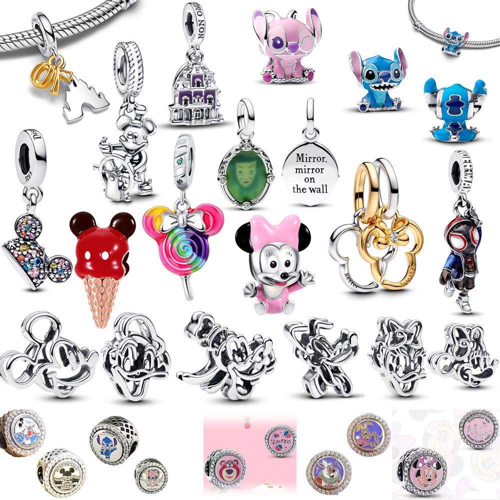 MINISO Disney Stitch Angel Charms Silber 925 Original Armband Schmuck Anhänger Passend für Damen Mädchen