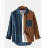 Men's Large Size Colorblocked Shirt Casual Standing Collar Shirt