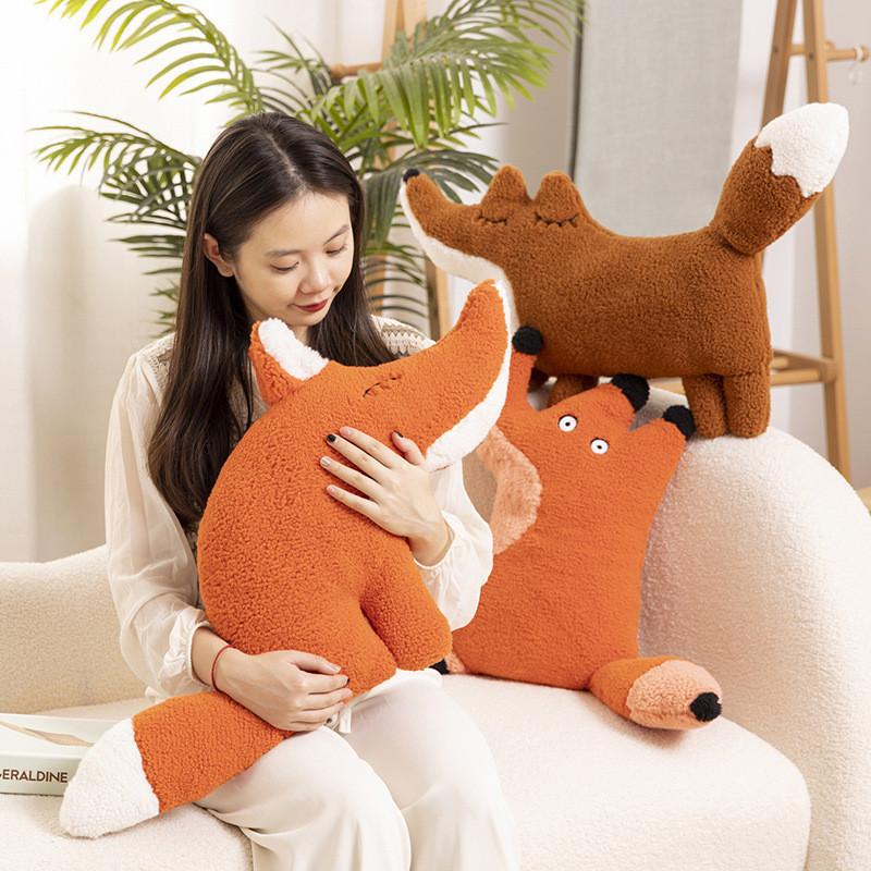 Adorable Plush Fox Doll Soft Stuffed Animal Cushion For Kids Sleep Comfort Gift
