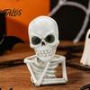 Compact Resin Skull Statue Skeleton Thinker Halloween Decor, Funny Thinking Figurine, Creative Gothic Bar Decor Sculpture for Home Office Desk