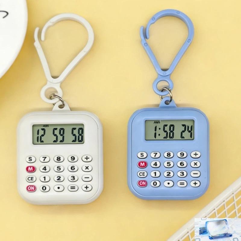 Portachiavi Mini Calcolatrice Digitale Portatile Display Ora Conto alla Rovescia Piccola Calcolatrice Per Studente Zaino Scolastico Uso Quotidiano
