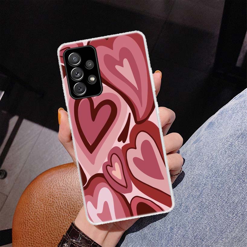 Fashion Purple Heart Swirl Circle Cover Phone Case For Samsung Galaxy A53 A52 A73 A72 A12 5G A13 A22 A23 A32 A33 A02S A03S A42 A