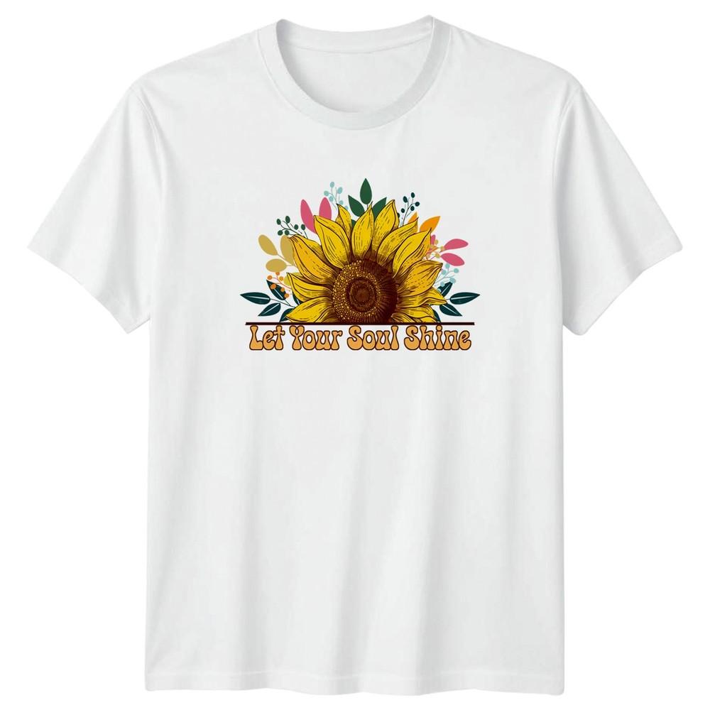 Let Your Soul Shine Unisexs TShirt Floral Sunflower Gift For Her S