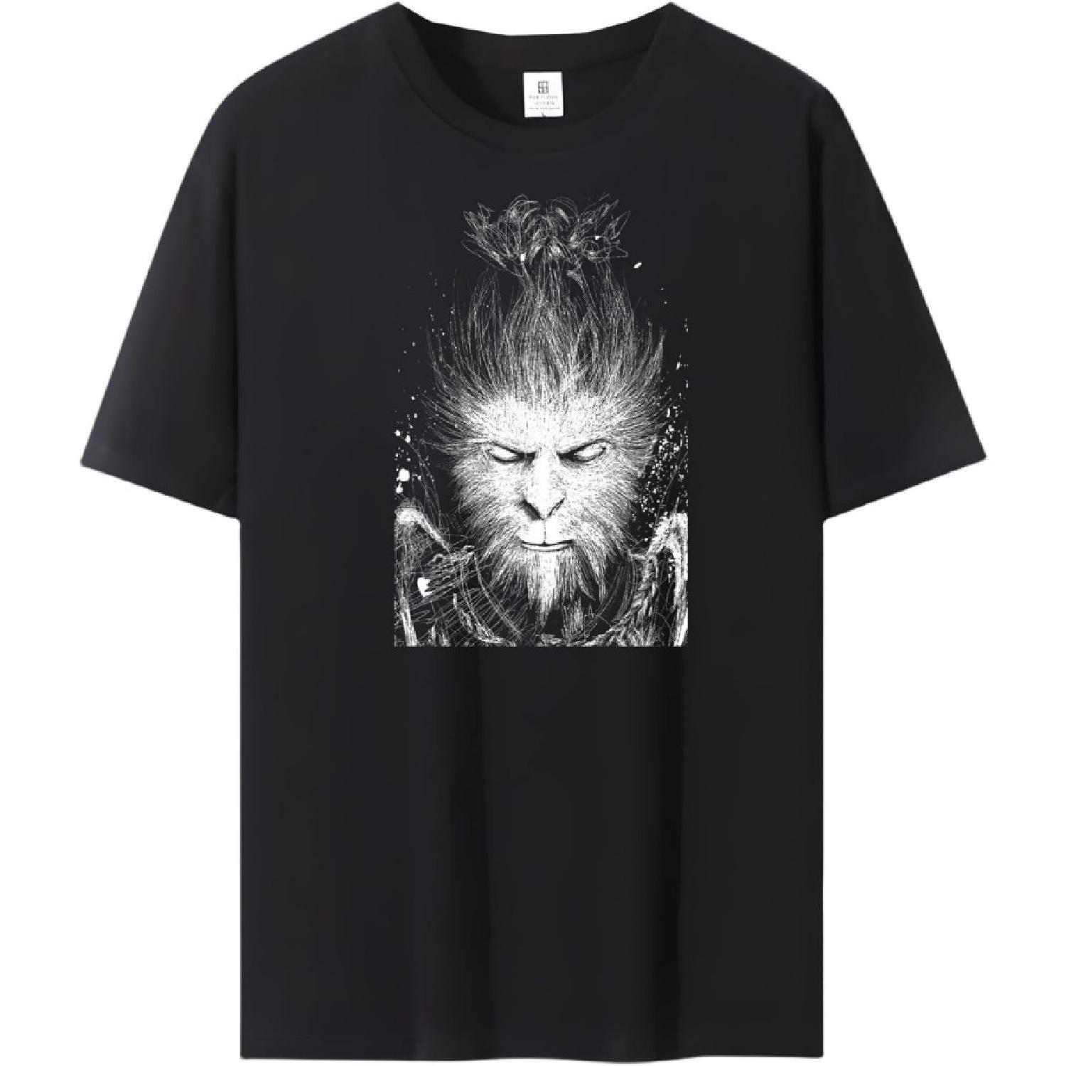 

OPWHZVLR Wukong Black Myth Cartoon Printed T-Shirt Adult Mens and Womens Spring and Summe XXXXXL різнокольоровий