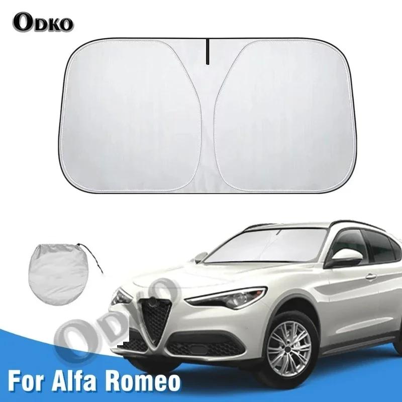 Windshield Sun Shade For Alfa Romeo Stelvio 2017-2021 2022 2023 2024 Window Sunshade Sun Visor Protector Foldable Blocks UV Rays
