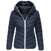 Korean-Style Women's Solid Color Hooded Cotton Jacket - Casual, Warm, and Slim Fit for Autumn/Winter