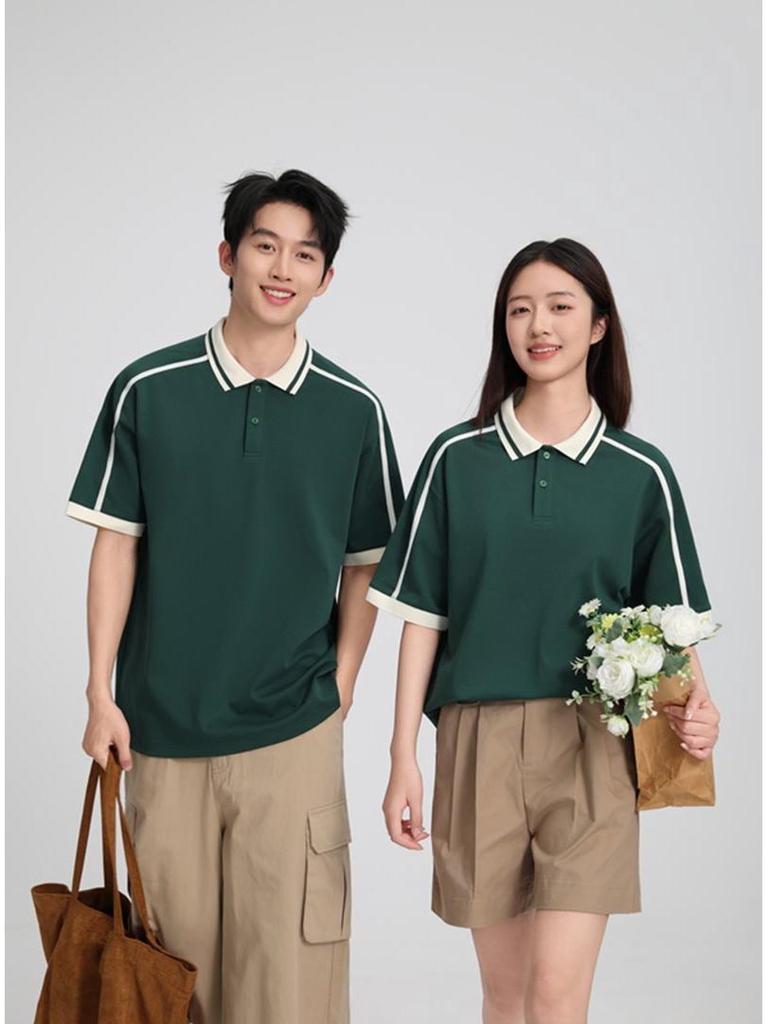 Trendy Color-Block Collar Polo: Unisex Casual Woven Tape Workwear - DIY Customizable