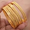 24k 4pcs/Lot Dubai Wedding Bangles For Women Ethiopian Jewelry Gold Color Indian Bangles Bracelets Women Birthday Jewelry Gifts