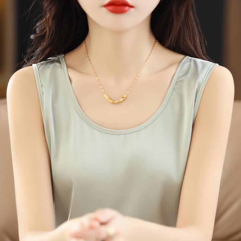 

Женский камзол из тутового шелка: Черно-белый, круглый вырез, свободный базовый слой из атласа, летний топ XXL