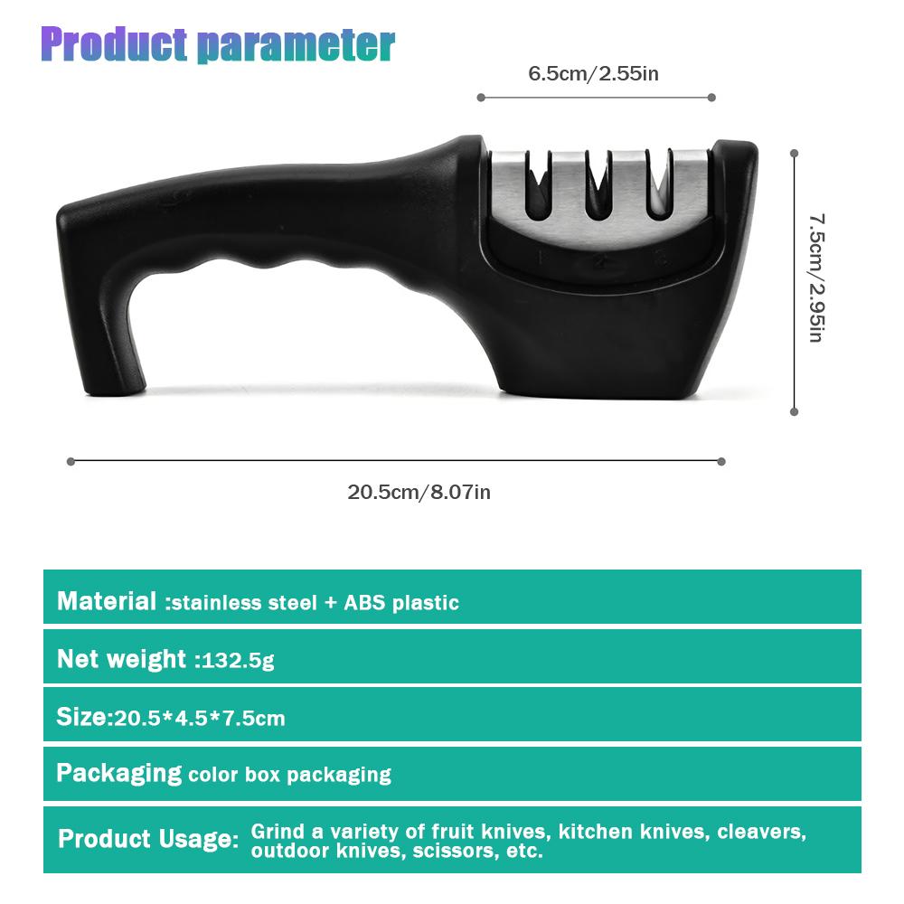 Multi-function Knife Sharpener Handheld 3 Stages Type Quick Sharpening Tool With Non-slip Base Kitchen Knives Accessories