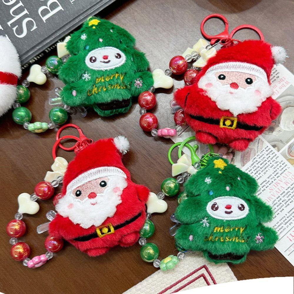 Stuffed Plush Dolls Christmas Plush Pendant Santa Claus Christmas Plush Doll Toy Car Key Pendant
