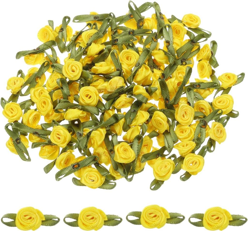 30 ks Kávové stuhové růže Mini růžičky pro tvoření Malé saténové mašličky Růže Umělé květiny.