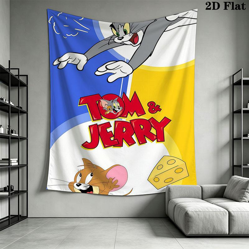 Tom and Jerry A Wall Hanging Printed Fabric Blanket Decorative Tapestries for Bedroom Living Room Home Decor